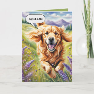 Birthday Golden Retriever Running Card