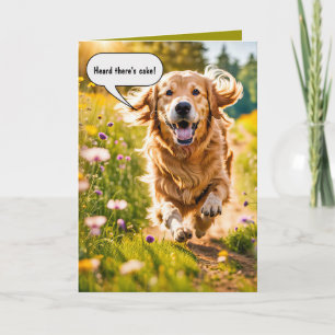 Birthday Golden Retriever Running Card