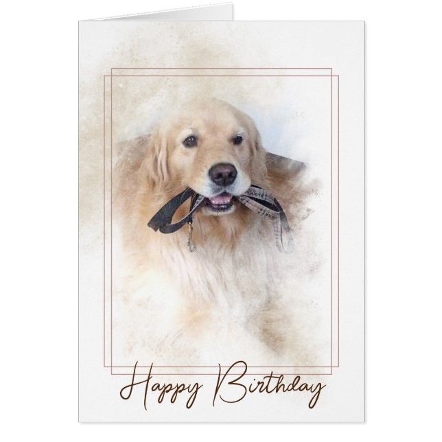 Birthday Golden Retriever with Leash (Front)