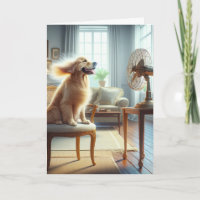 Birthday Golden Retriever With Retro Fan