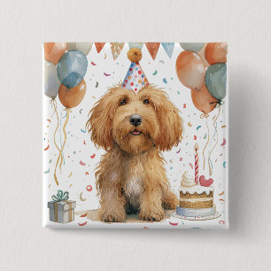 Birthday Goldendoodle Dog 15 Cm Square Badge