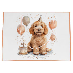 Birthday Goldendoodle Dog Birthday Cake Large Gift Bag