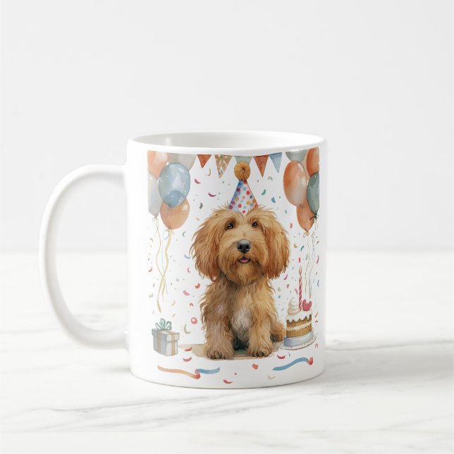Birthday Goldendoodle Dog Coffee Mug (Left)
