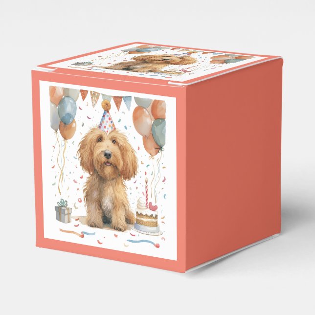 Birthday Goldendoodle Dog Favour Box (Front Side)