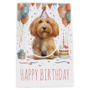 Birthday Goldendoodle Dog Medium Gift Bag