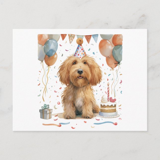 Birthday Goldendoodle Dog Postcard (Front)