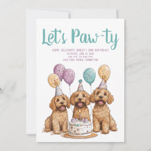 Birthday Goldendoodle Dogs Birthday Cake Invitation