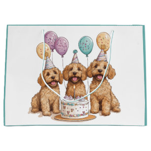 Birthday Goldendoodle Dogs Birthday Cake Large Gift Bag