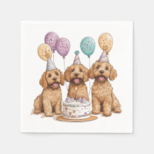 Birthday Goldendoodle Dogs Birthday Cake Napkin