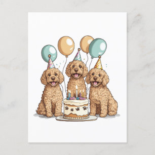 Birthday Goldendoodle Dogs Postcard
