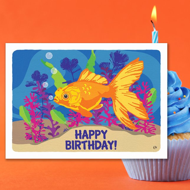 Birthday Goldfish Aquarium Blank Card (Creator Uploaded)