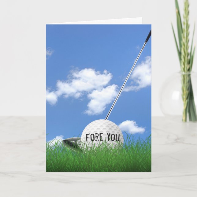 Birthday golf ball in grass card (Front)