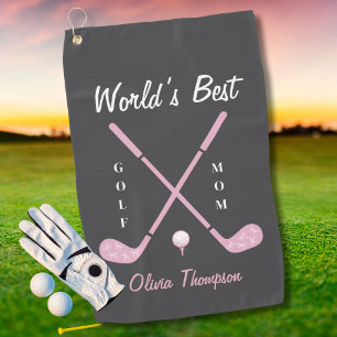 Birthday Golf Mum Pink Golf Club Bows Custom Towel