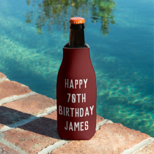 Birthday Golfer 70th Elegant Burgundy Dad Stylish Bottle Cooler