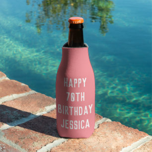 Birthday Golfer 70th Elegant Pink Stylish Chic Bottle Cooler