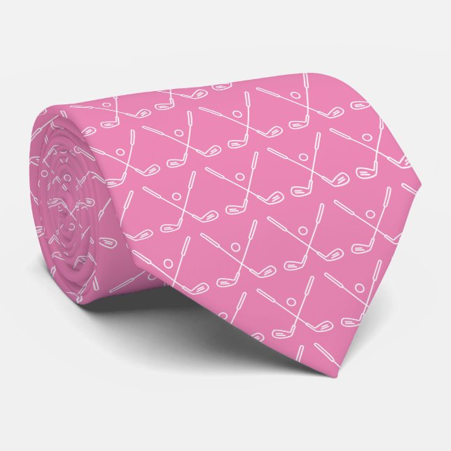Birthday Golfer Ball 80th Sports Player Pink Tie (Rolled)