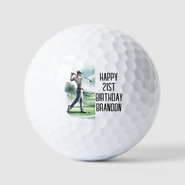 Birthday Golfer Funny 21st happy Dad Golf Balls (Front)