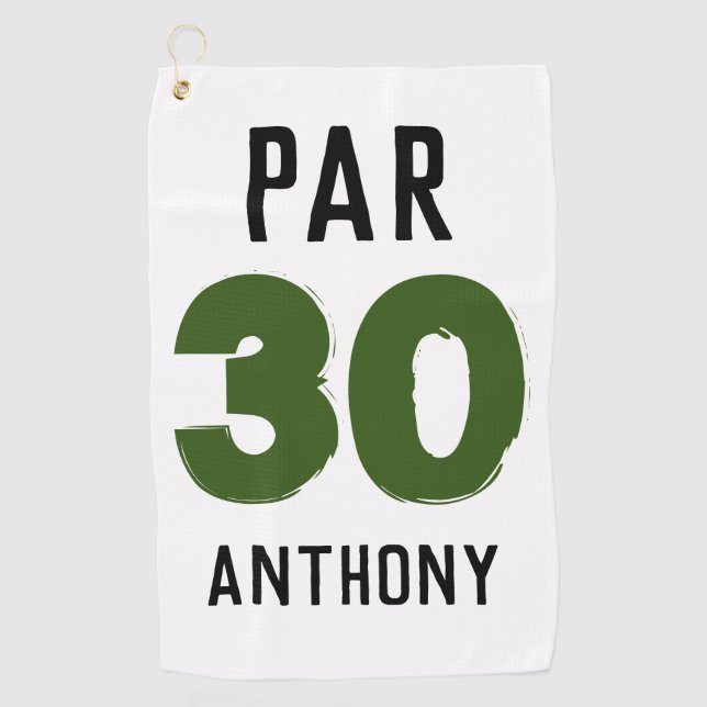 Birthday Golfer Funny 30th happy son Par Golf Towel (Front)