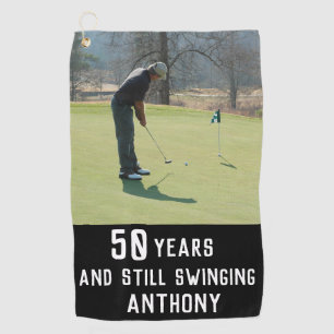 Birthday Golfer Funny 50th happy Dad Par Photo Golf Towel