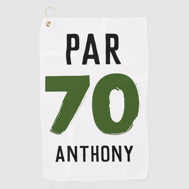 Birthday Golfer Funny 70th happy Dad Par Golf Towel (Front)