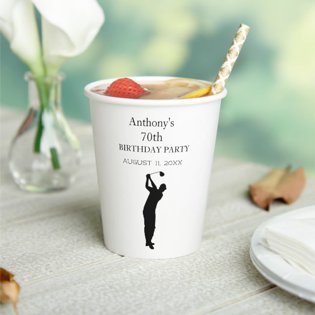 Birthday Golfer Funny 70th happy Dad Par Paper Cups (Insitu)
