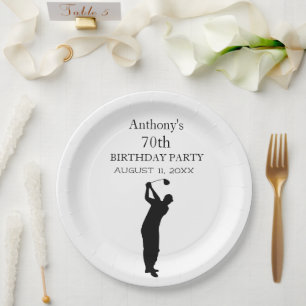 Birthday Golfer Funny 70th happy Dad Par Paper Plate