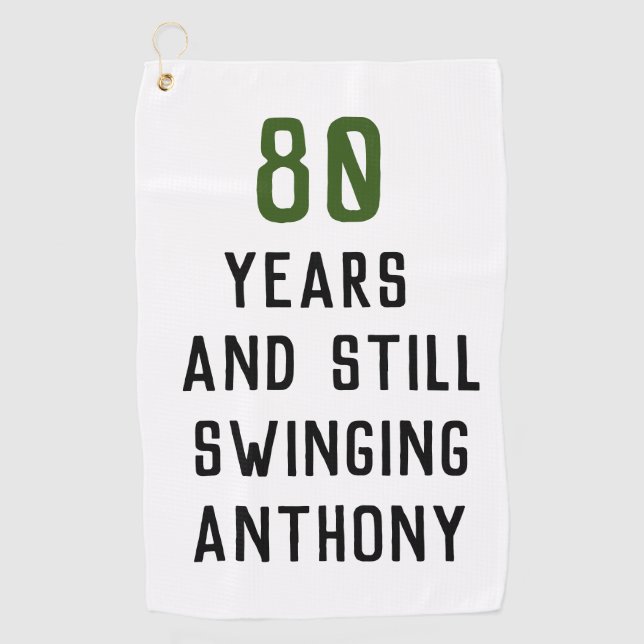 Birthday Golfer Funny 80th happy Dad Par Golf Towel (Front)