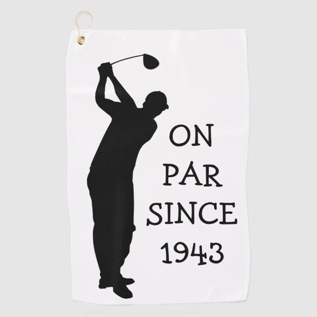 Birthday Golfer Funny 80th happy Dad Par Humour Golf Towel (Front)