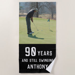 Birthday Golfer Funny 90th happy Par Photo Beach Towel
