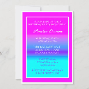 Birthday Graduate Pink Blue Frame Photo Custom Invitation