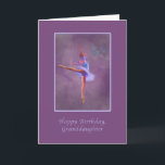 Birthday, Granddaughter, Ballerina in Arabesque Card<br><div class="desc">A little ballerina in a colourful costume of blue and light purple strikes an arabesque position on this birthday card for a granddaughter. The background is various muted shades of purple and the card has a wide purple border. A colourful butterfly hovers in the top right of the image. The...</div>