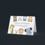 Birthday Granddaughter Fun Animal Cartoons Card<br><div class="desc">Cute Watercolor Animals for your special Grandson who has turned your world upside down with happiness</div>