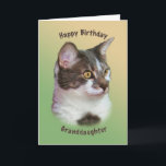 Birthday, Granddaughter, Golden-eyed Cat, Card<br><div class="desc">This lovely golden-eyed cat  is sure to please any pet lover.  He makes a wonderful birthday greeting card.  Feel free to change the inside verse to suit your needs.</div>