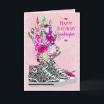 Birthday, Granddaughter, Sneakers black/White Card<br><div class="desc">Feminine greeting any teen girl would love.  See assortment of ages and false invitations for 13th and sweet sixteenth parties.</div>