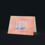 Birthday, Granddaughter, Water Lily, Religious Card<br><div class="desc">A birthday greeting for a granddaughter features Golden swirls entwined with the petals of an iridescent water lily on a washed water colour background of peach, tangerine, and salmon. The inside verse contains a Scripture verse from the Old Testament Bible. This inside verse is a text template and easily changed....</div>