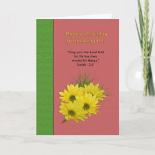 Birthday, Granddaughter, Yellow Daisies, Religious Card
