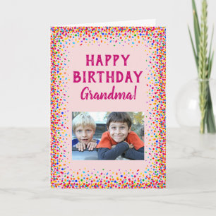 Birthday Grandma Grandmother Fun Colourful Photo Card