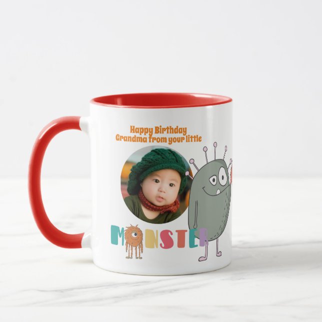 Birthday GRANDMA PHOTO MUG KIDS Little Monsters (Left)