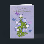 Birthday, Grandmother, Butterflies and Flowers Card<br><div class="desc">Customise this birthday greeting card for a grandmother by using the provided text templates on the cover and inside to change or delete the wording. Four colourful butterflies in hues of blue, purple, and pink, hover around a bouquet of purple and white bell shaped flowers. The background is a mingled...</div>