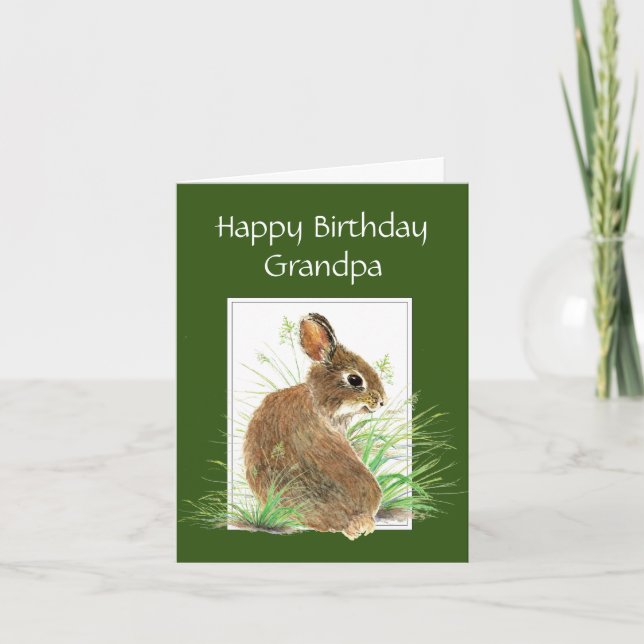  Birthday Grandpa Cute Rabbit Best Grandpa Ever Card (Front)