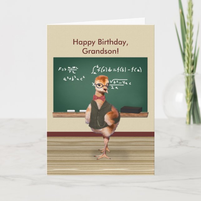 Birthday, Grandson, Baby Bird, Customisable Card (Front)