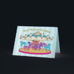Birthday - Grandson - Carousel Card<br><div class="desc">Colourful and loaded with fun is this adorable birthday card ideal for any child.  See same image for other birthdays and party invitations.</div>