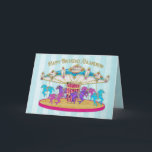 Birthday - Grandson - Carousel Card<br><div class="desc">Colourful and loaded with fun is this adorable birthday card ideal for any child.  See same image for other birthdays and party invitations.</div>