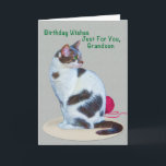 Birthday, Grandson, Green-eyed Cat Card<br><div class="desc">This lovely green-eyed cat makes a wonderful image for any pet lover. It looks especially nice on this birthday greeting card for someone special.   Feel free to change the inside verse to suit your needs.</div>
