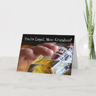 Birthday, grandson, legal, 21. Beer in  glass. Card