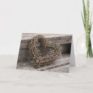 Birthday Grapevine Heart Wreath with Baby's Breath Card