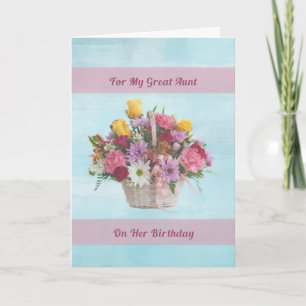 Birthday, Great Aunt, Colourful Flowers in a Card