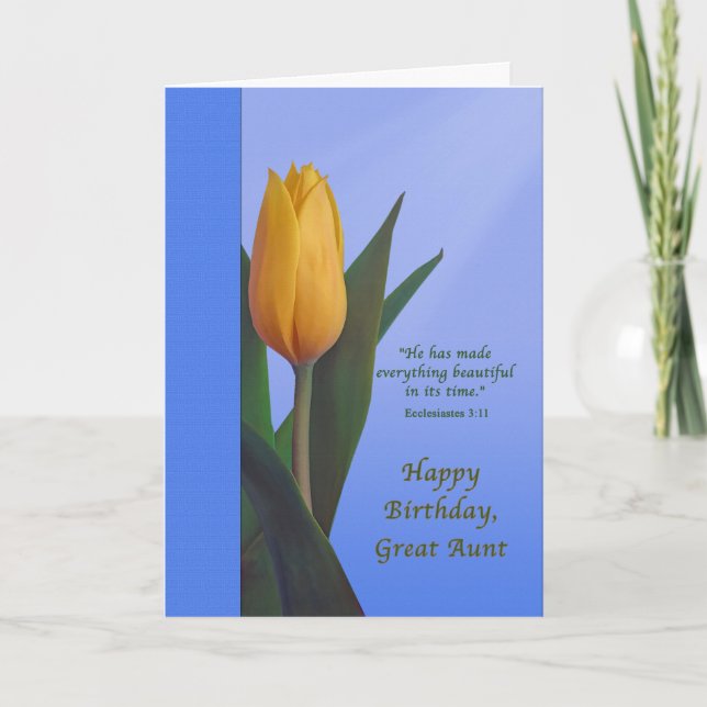 Birthday, Great Aunt, Golden Tulip Flower Card (Front)