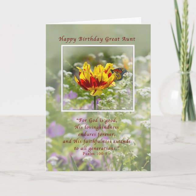 Birthday, Great Aunt, Religious, Butterfly Card (Front)
