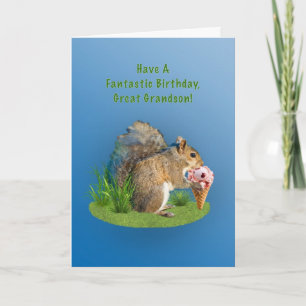 Birthday, Great Gran, Squirrel With Ice Cream Cone Card